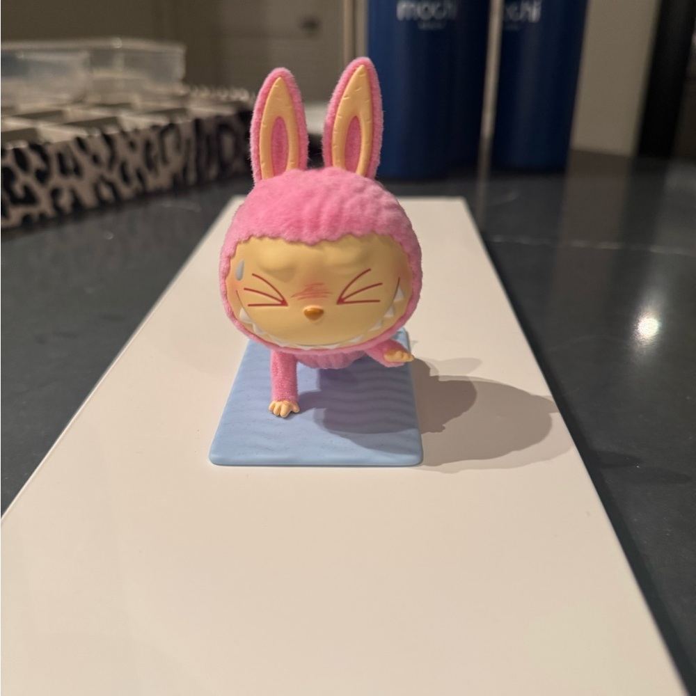 Pink lazy yoga labubu